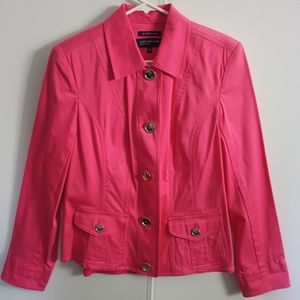 NWT Jones New York Women's Medium Pink Blazer Jacket Button Up 2 Pockets Barbie